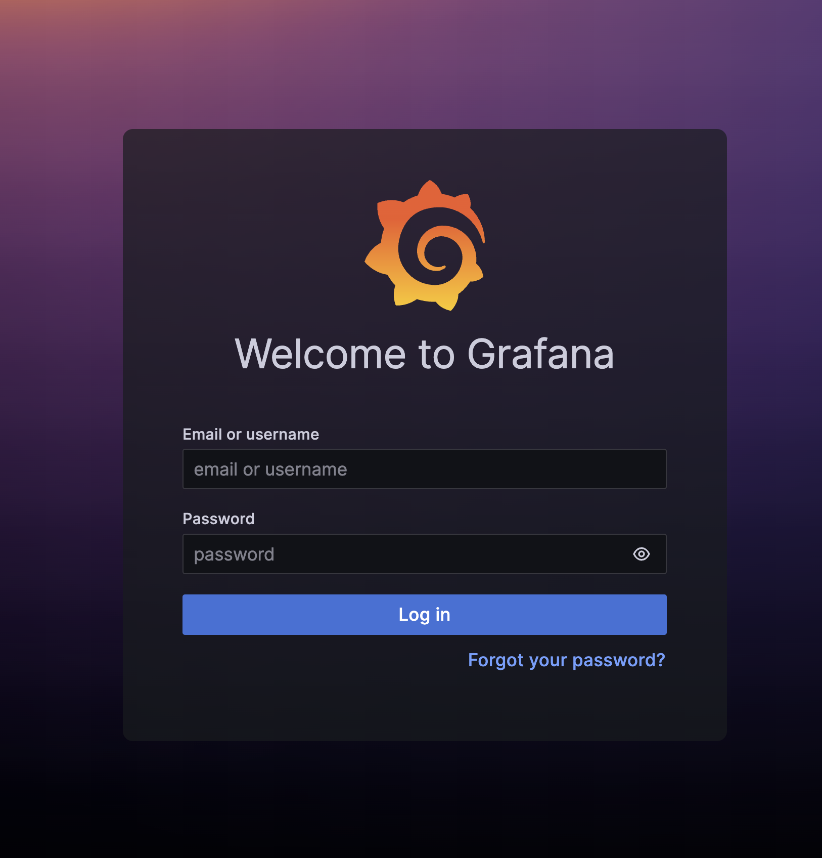 Grafana login webpage