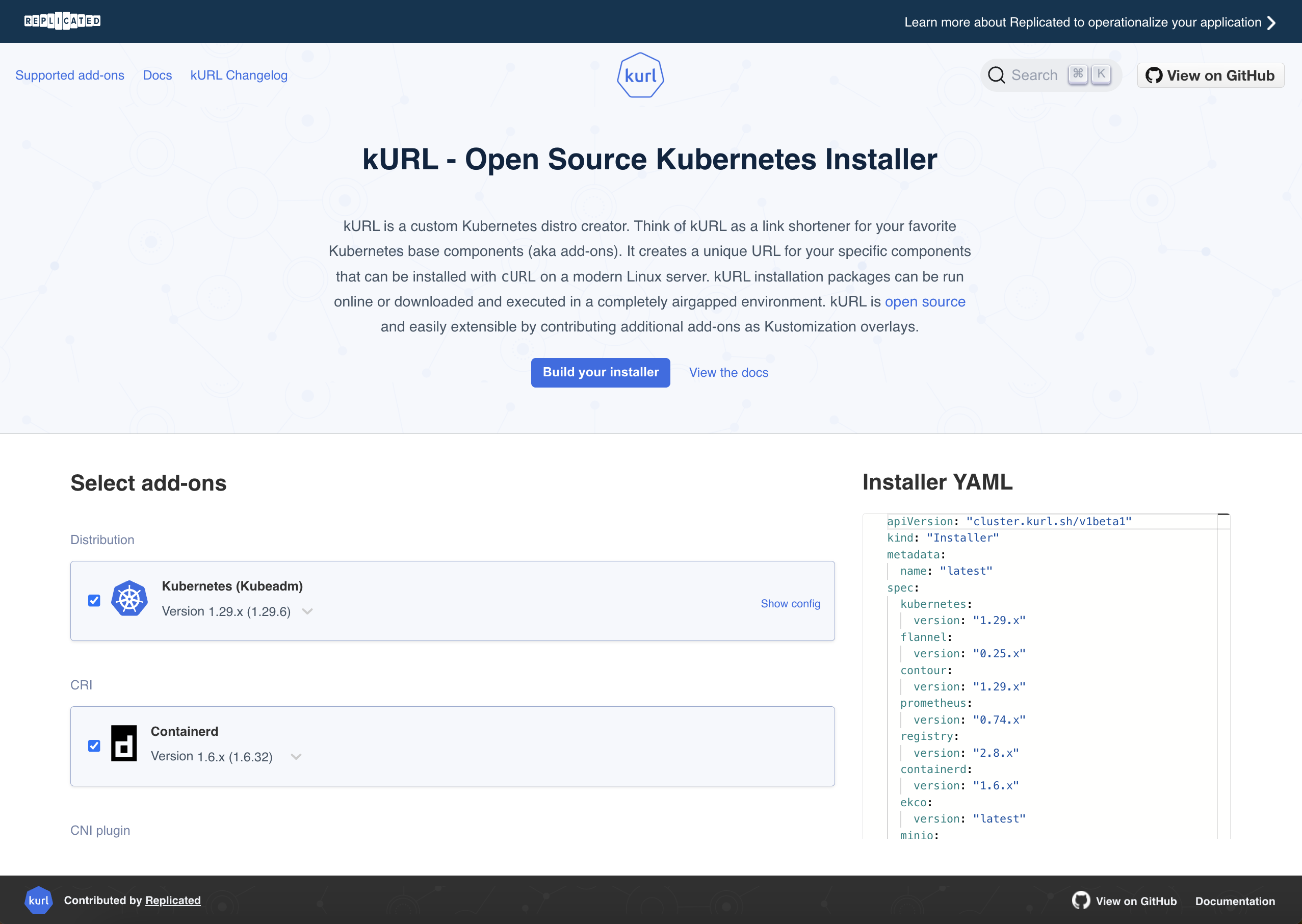 kurl.sh landing page